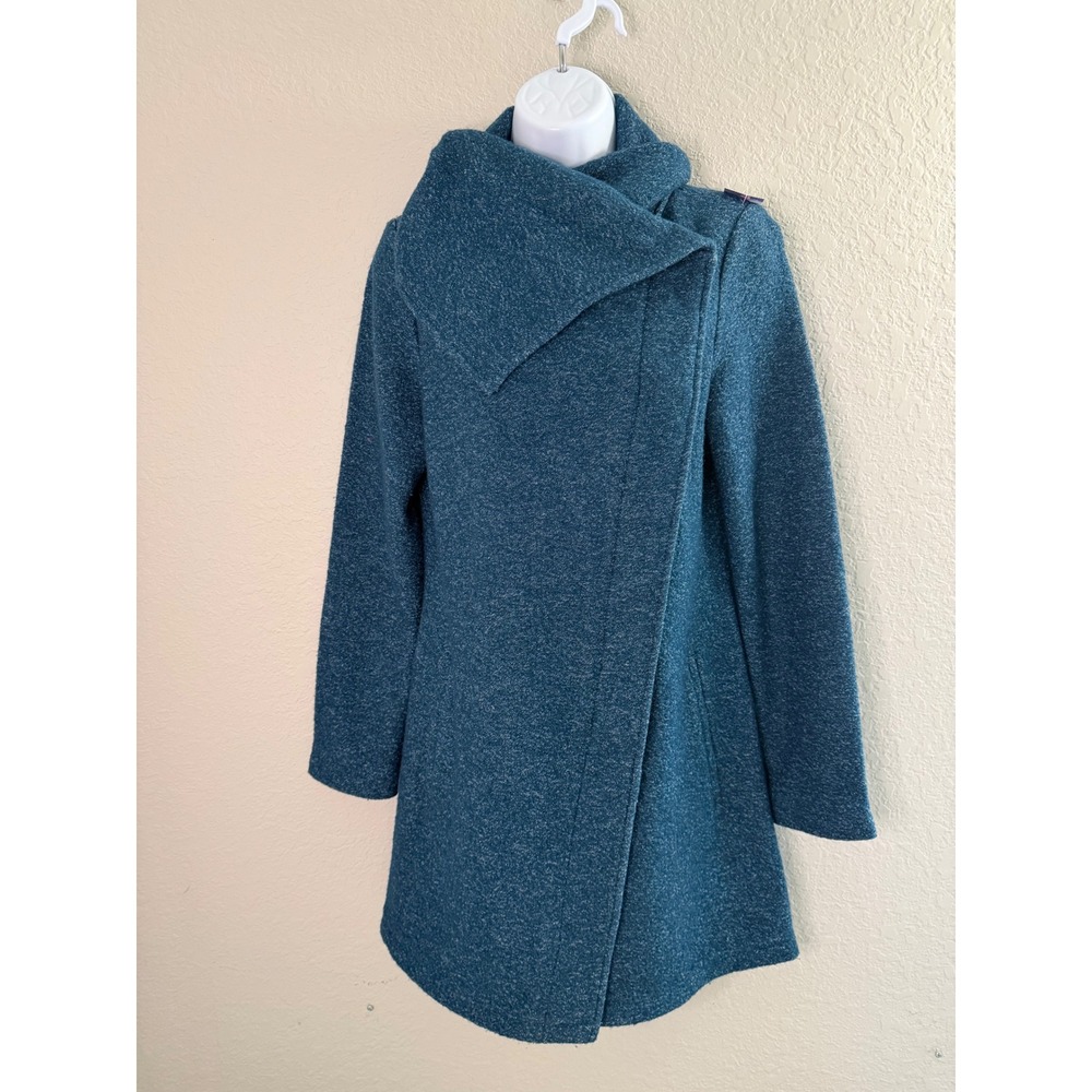 LL Bean Bellandi Italian Wool Blend Coat Asymmetric Funnel Neck
Teal Blue XS